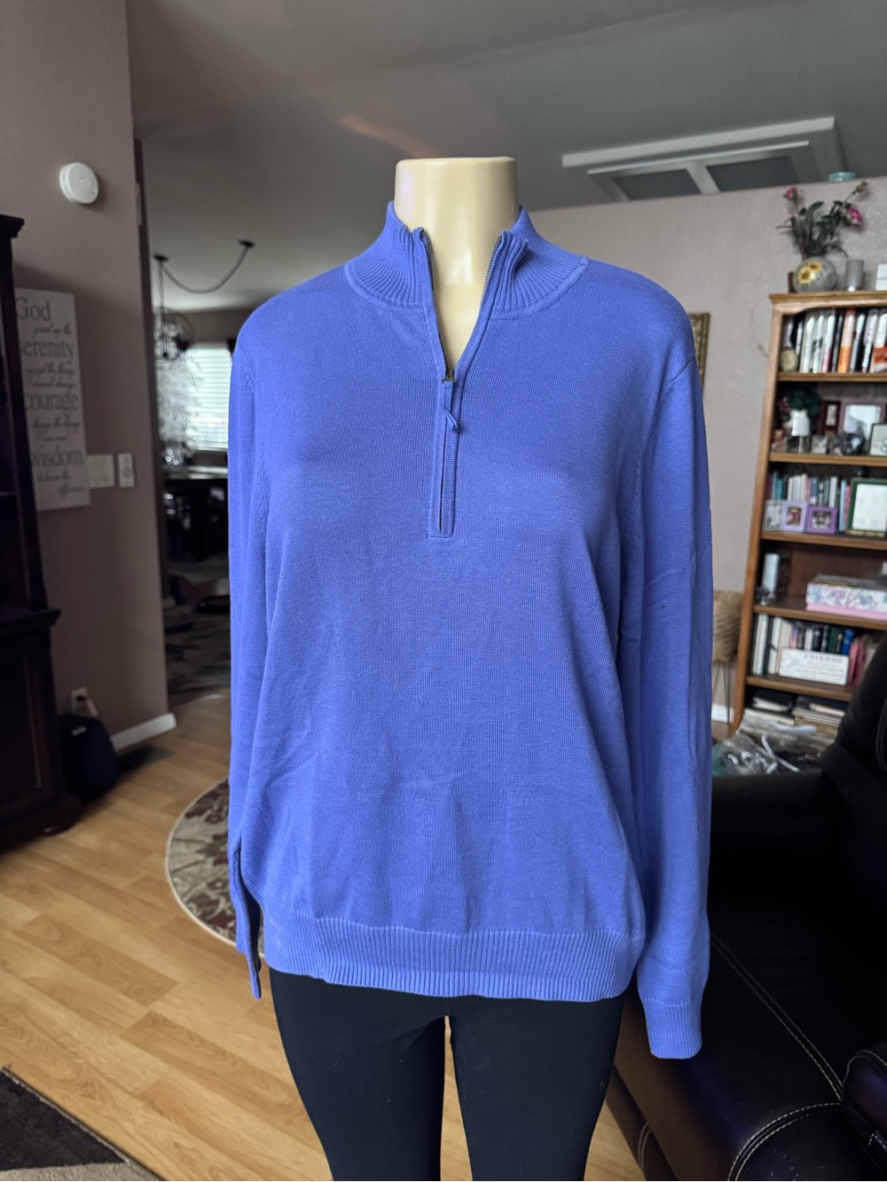 Foxcroft blue half-zip long sleeve Supima cotton sweater-size XL